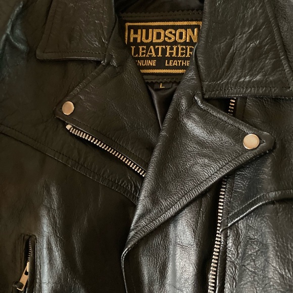 Vintage Hudson Black Leather Motorcycle Jacket Women's L